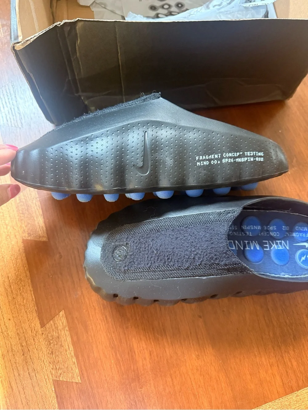 Nike Mind Fragment Black Slip-On Loafers with Blue Insole Accents